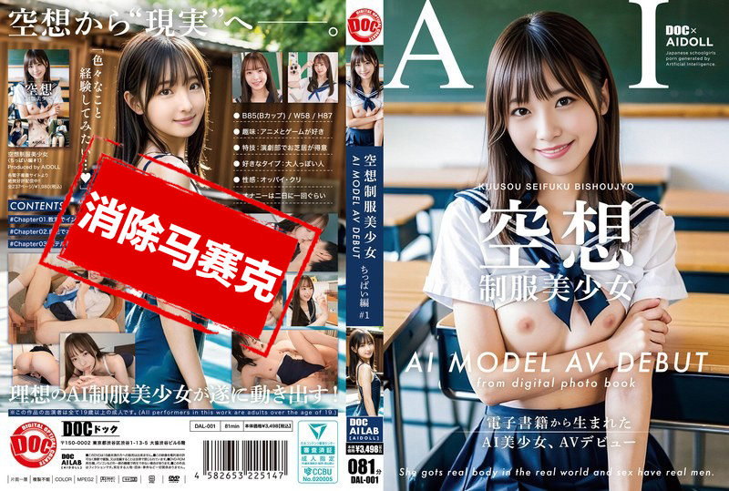 DAL-001 制服美少女 AI MODEL AV 出道篇#1～从电子书中诞生的AI美少女，AV出道 素人-jj2